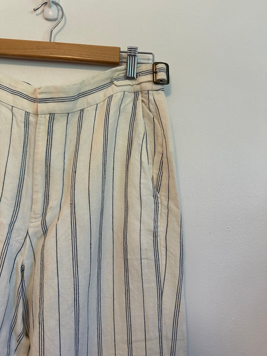 Polo Ralph Lauren Linen and Silk Striped Wide Leg Pants | Size 8