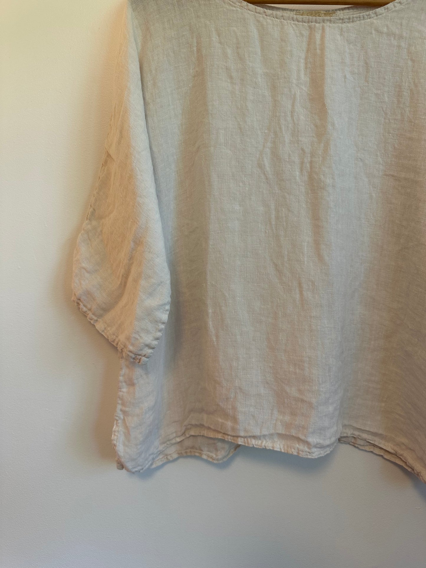 Giusy Linen Relaxed Fit Blouse in Oatmeal Tan | Size Large