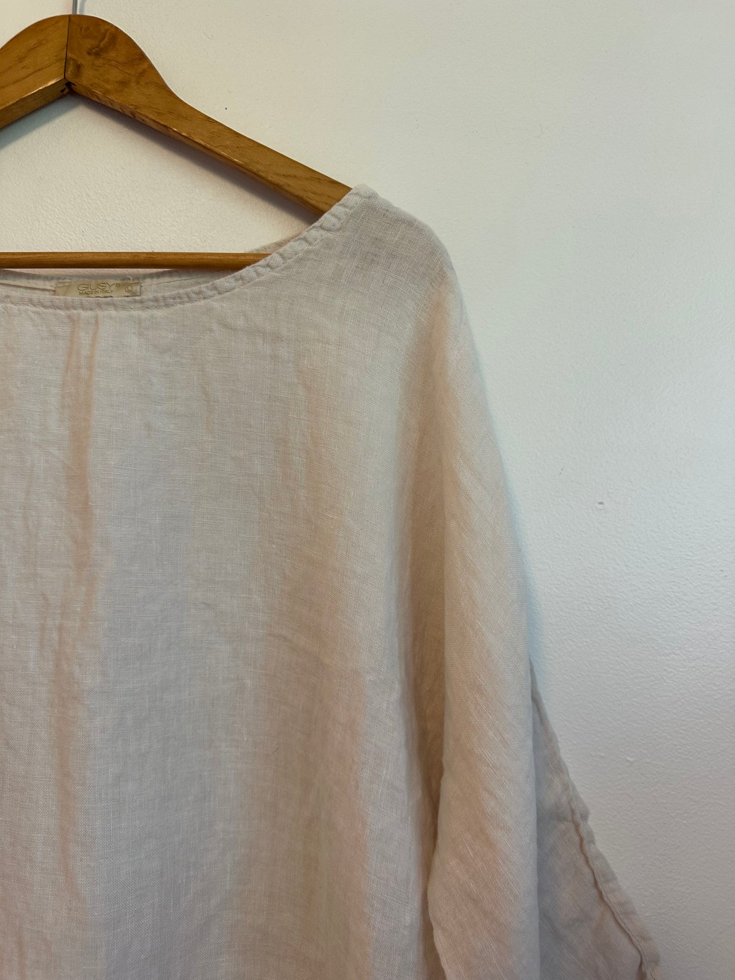 Giusy Linen Relaxed Fit Blouse in Oatmeal Tan | Size Large