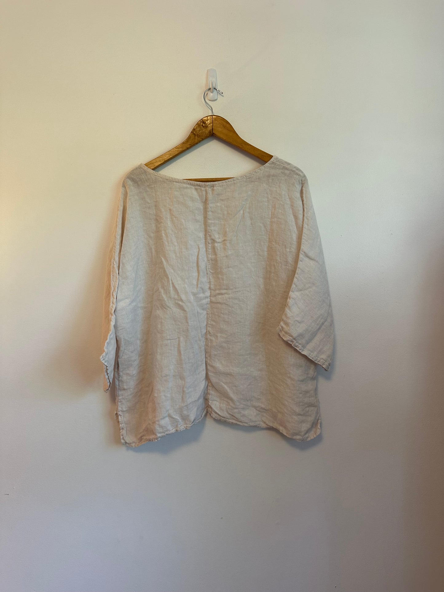 Giusy Linen Relaxed Fit Blouse in Oatmeal Tan | Size Large