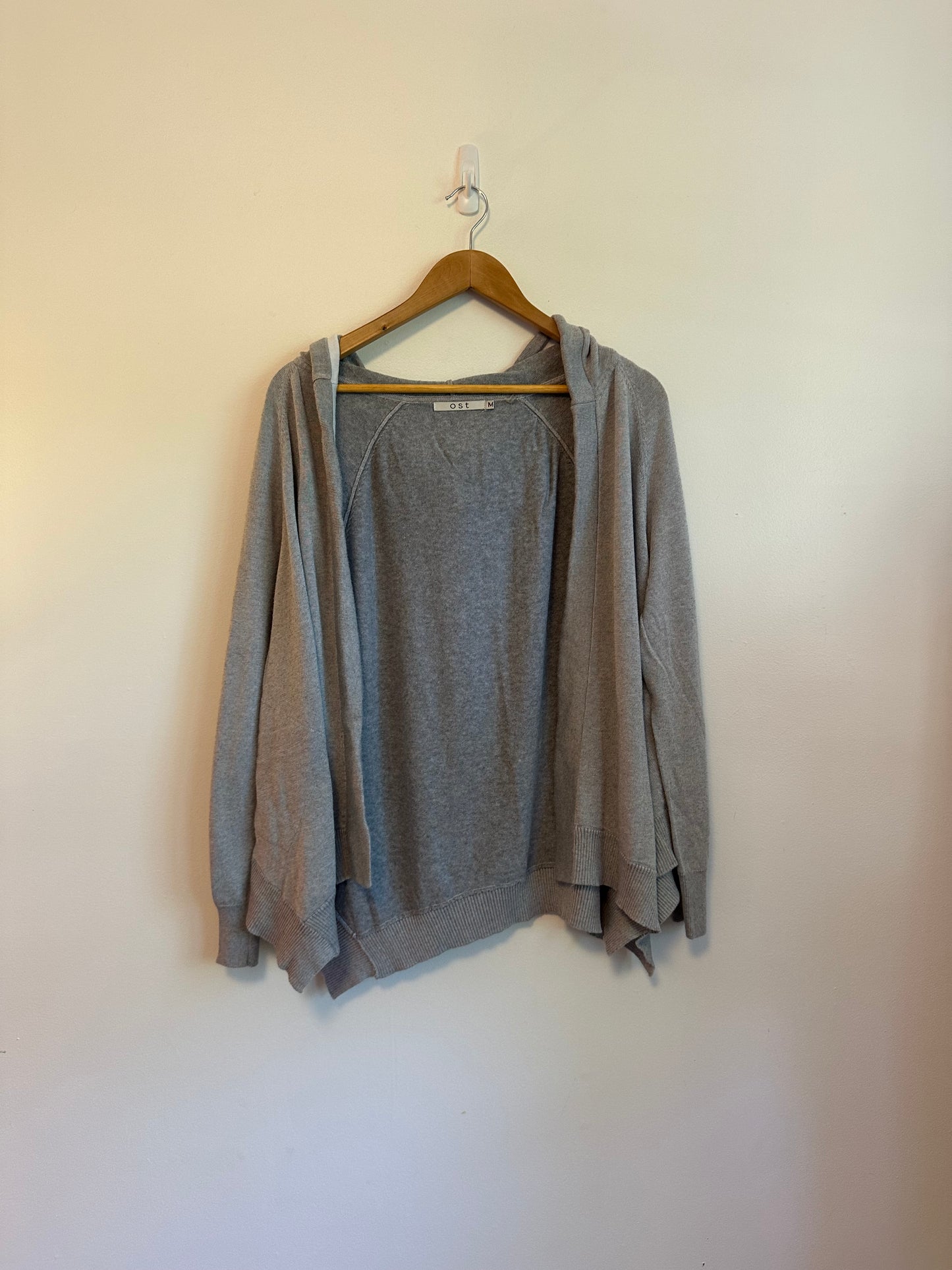 Øst London Gray Hooded Open Cardigan | Size Medium