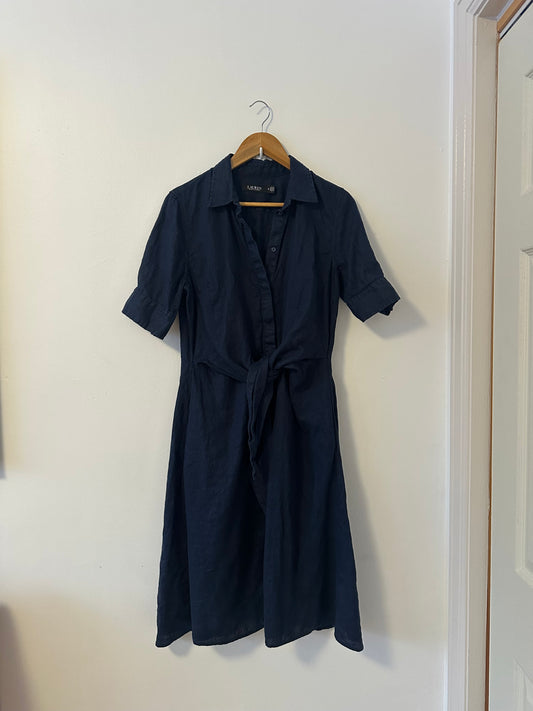 Lauren Ralph Lauren Linen Shirtdress in Lauren Navy | Size 8