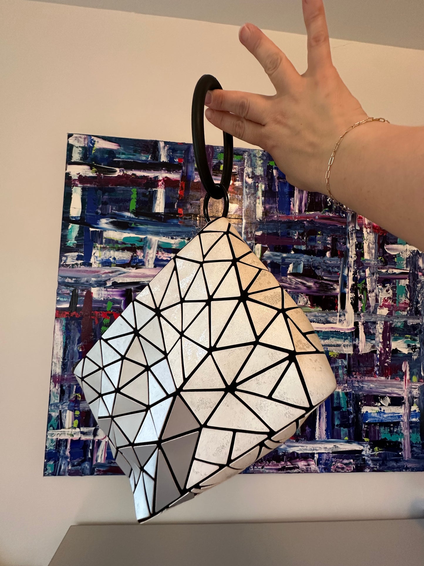 Patrizia Luca Geometric Crossbody Bag in Gold and Silver