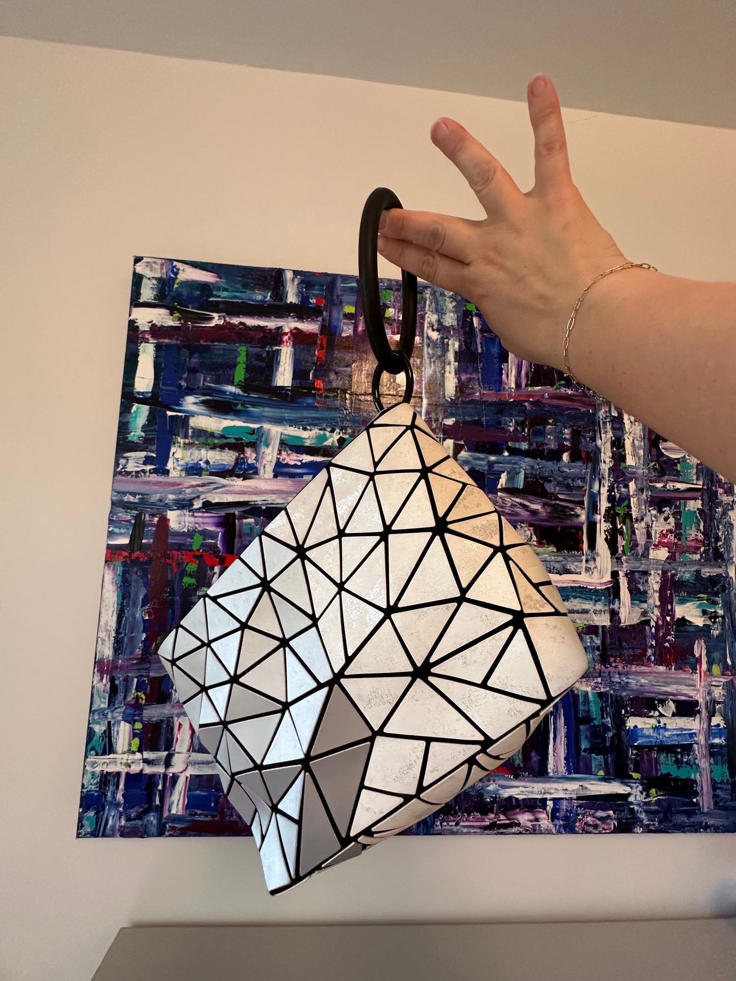 Patrizia Luca Geometric Crossbody Bag in Gold and Silver