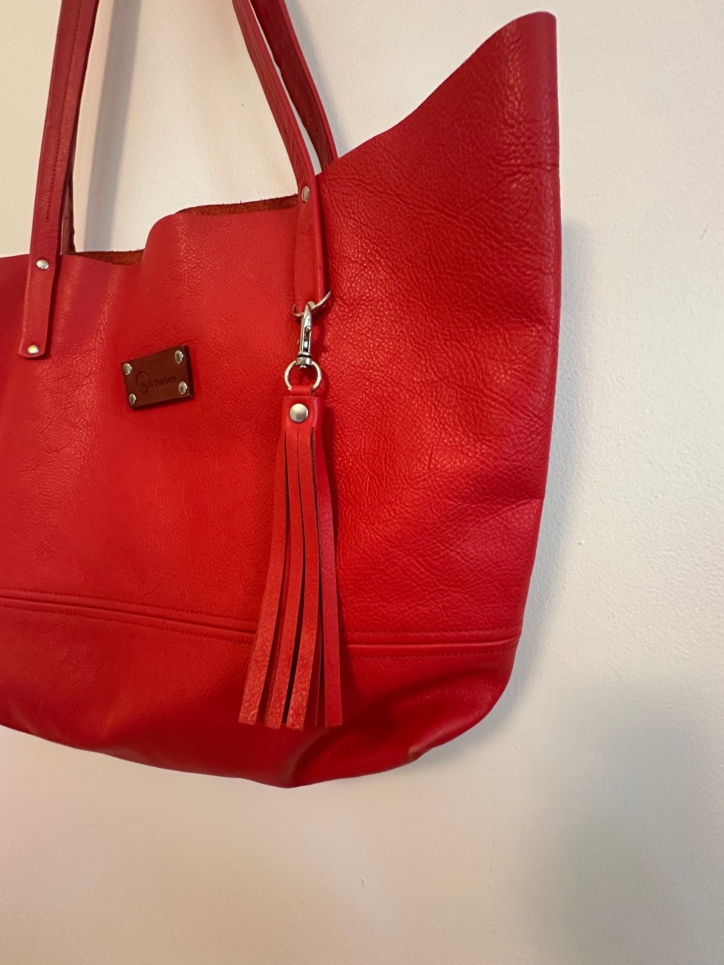 Ma & Pembum The Shopper Bag in Poppy Red Pebbled Leather