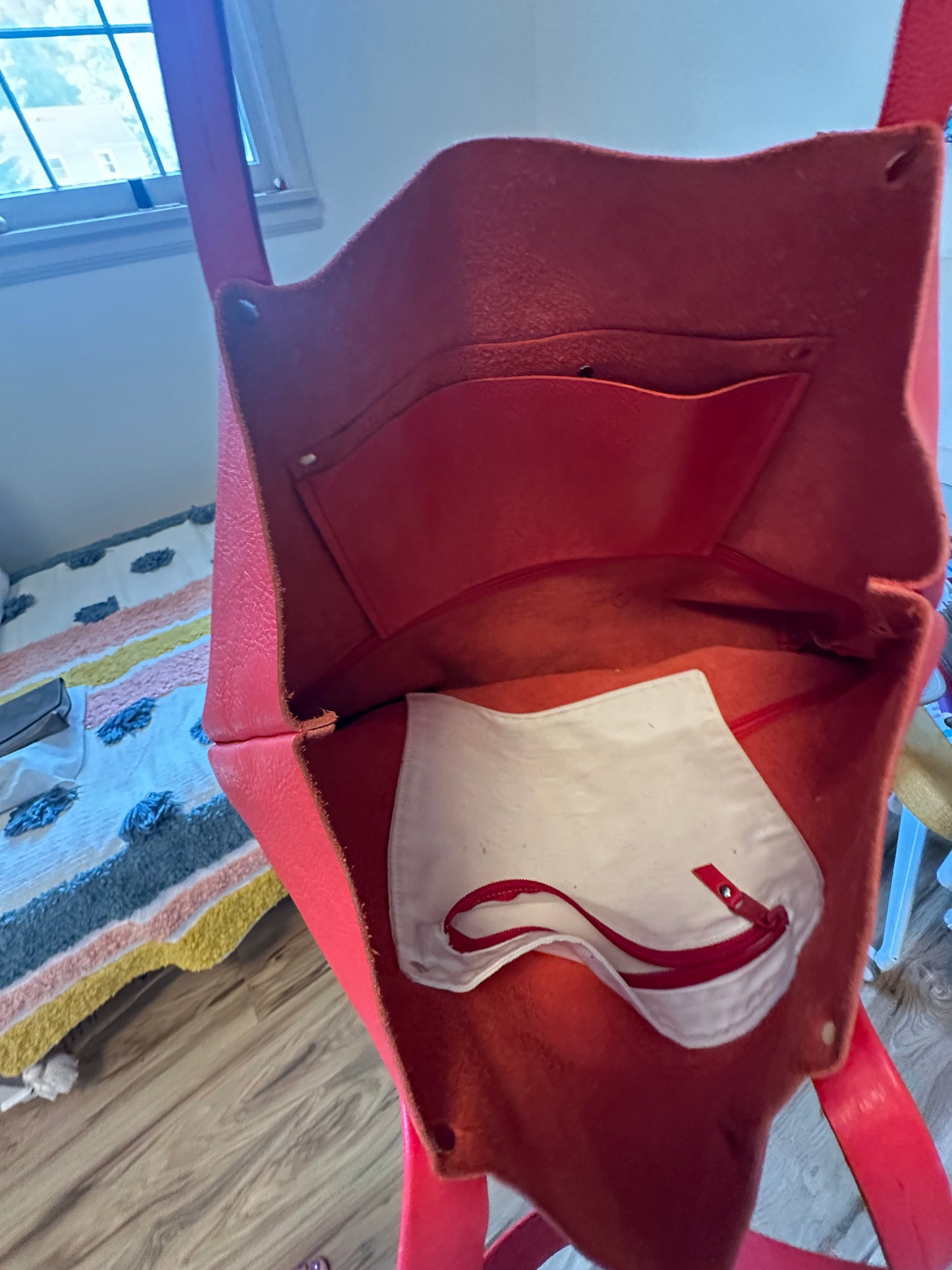 Ma & Pembum The Shopper Bag in Poppy Red Pebbled Leather