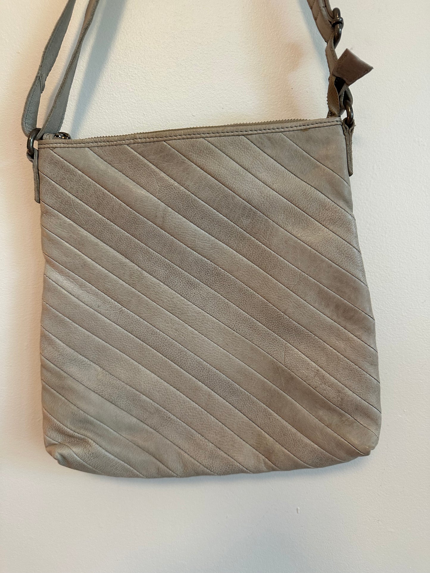 Latico Herringbone Leather Crossbody Bag in Tan