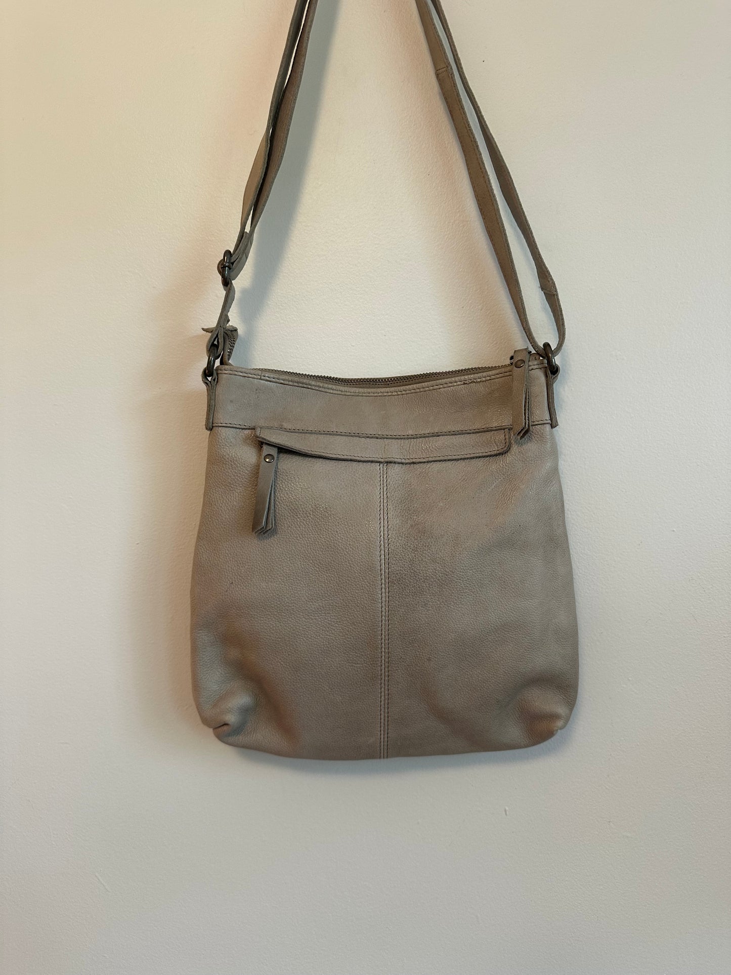 Latico Herringbone Leather Crossbody Bag in Tan