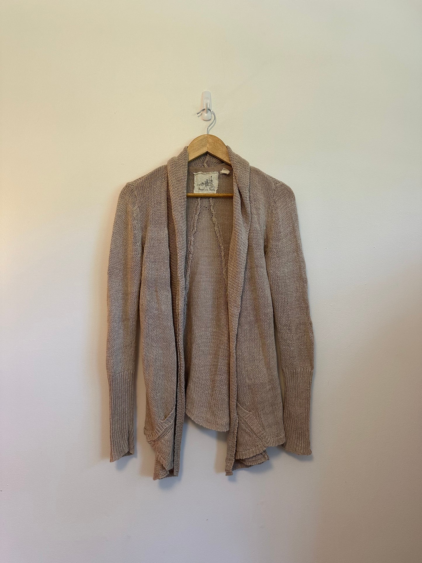 Angel of the North Tan Open Front Shawl Cardigan | Size Small