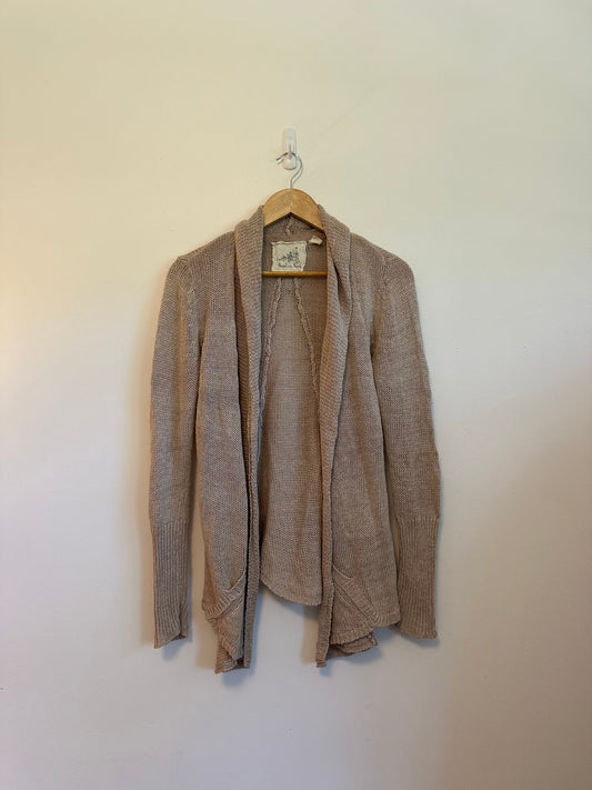 Angel of the North Tan Open Front Shawl Cardigan | Size Small