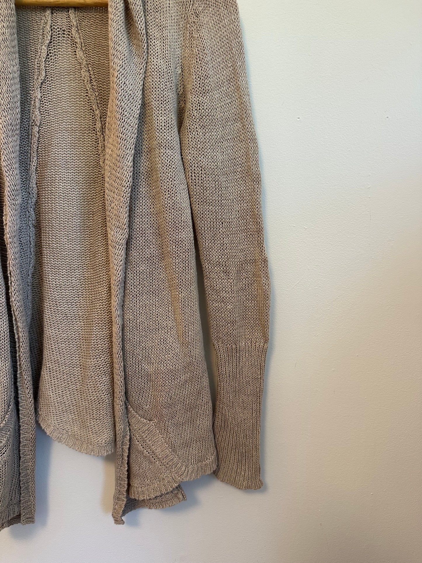 Angel of the North Tan Open Front Shawl Cardigan | Size Small