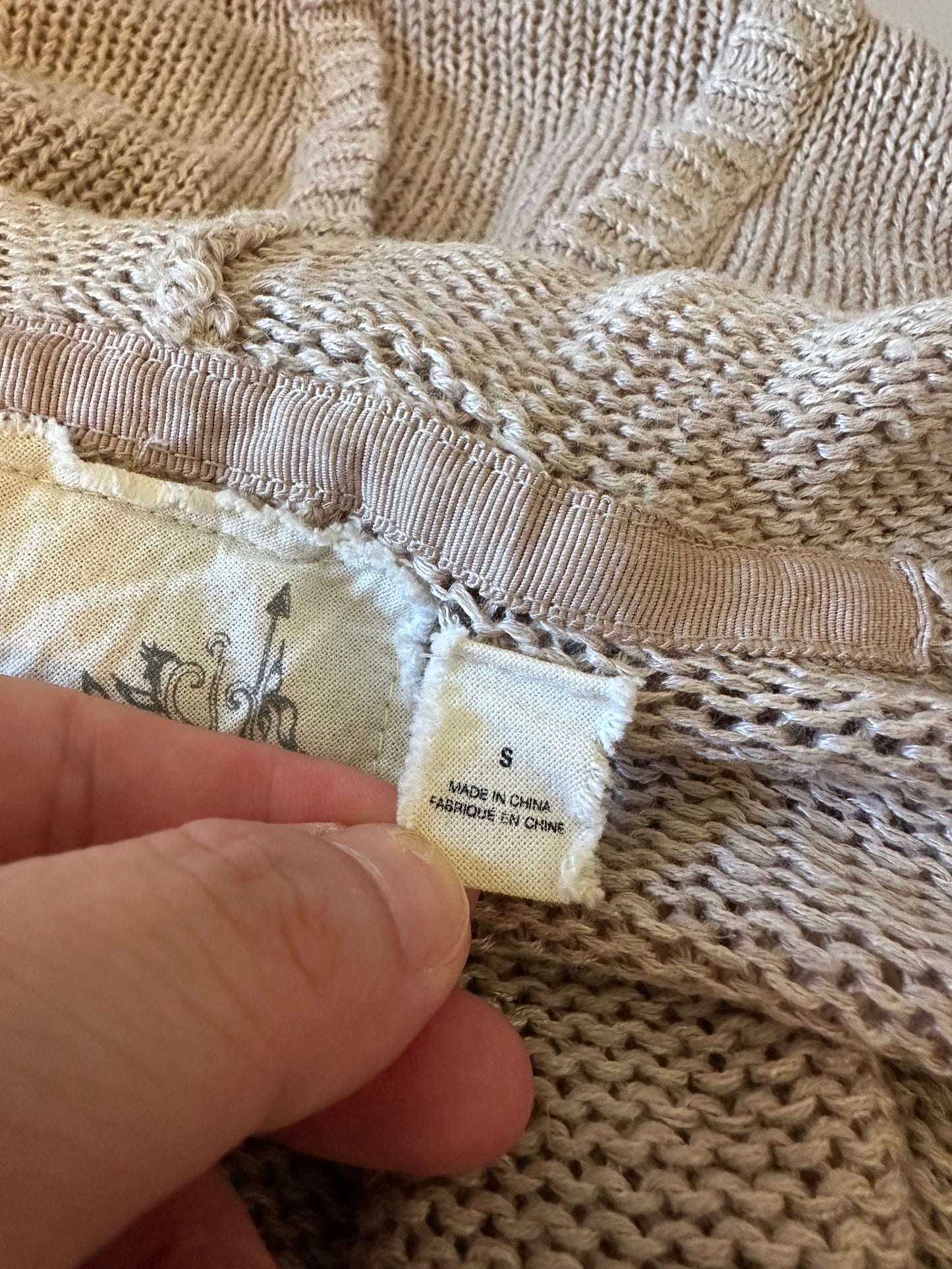 Angel of the North Tan Open Front Shawl Cardigan | Size Small