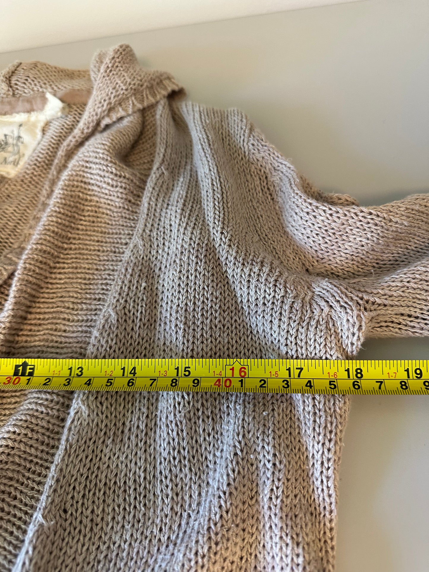Angel of the North Tan Open Front Shawl Cardigan | Size Small