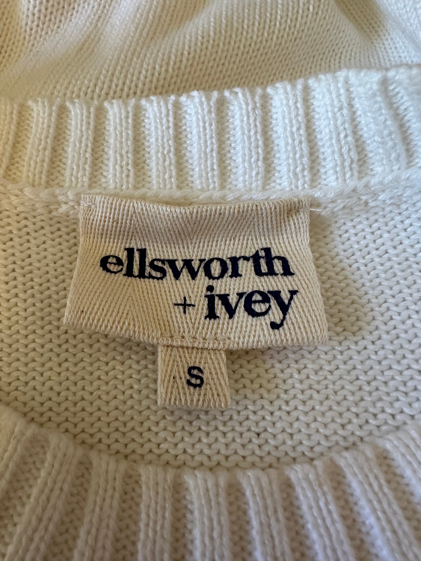 Ellsworth + Ivey Vermont Logo White and Green Sweater | Size Small