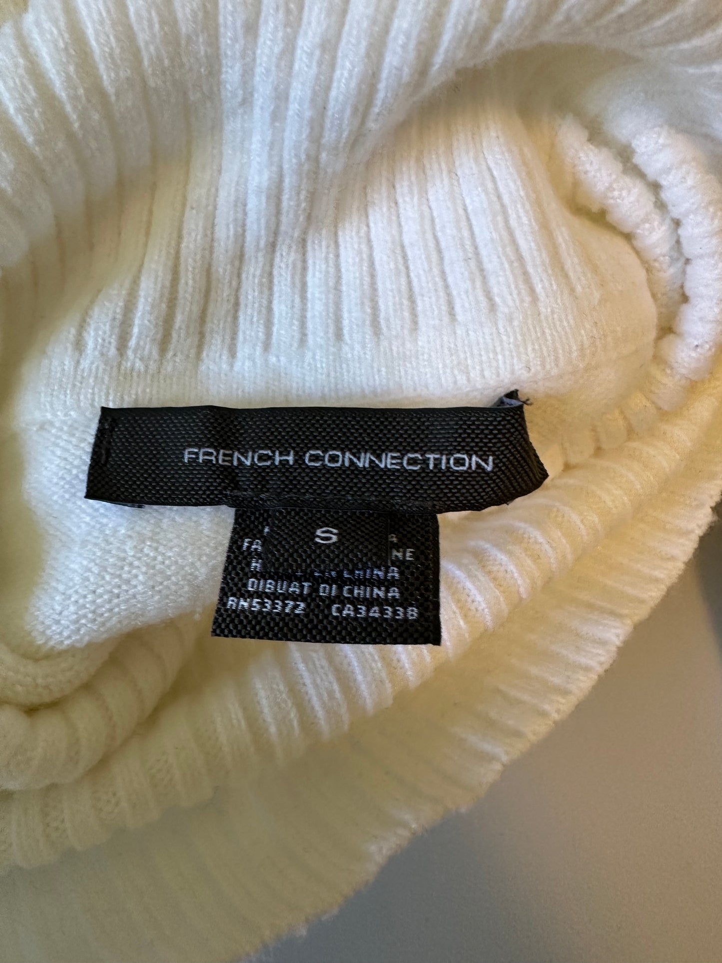 French Connection Babysoft Rib Cowl Neck Jumper Sweater in White | Size Small