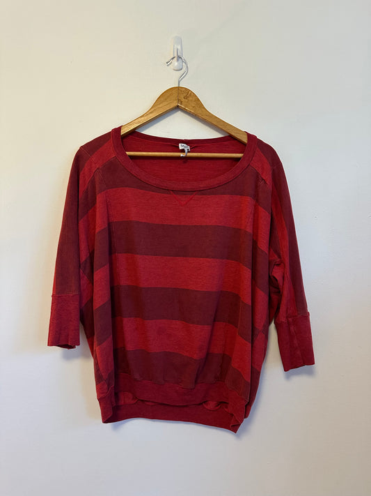 Splendid Red Striped 3/4 Sleeve French Terry Sweatshirt | Size Medium