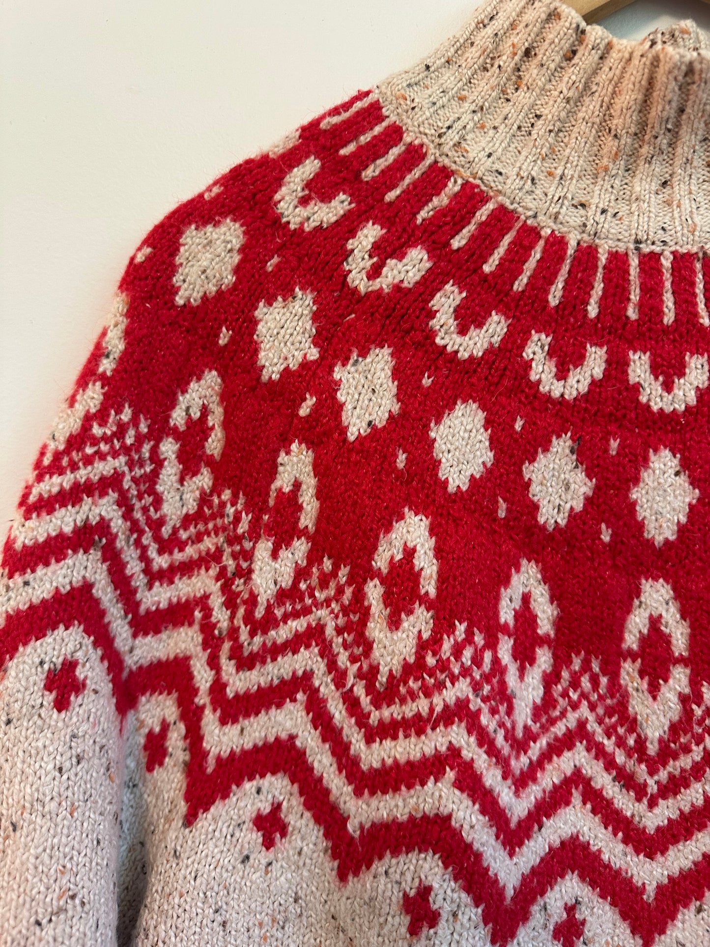 Old Navy Mock-Neck Fair Isle Sweater in Red and Cream | Size Small