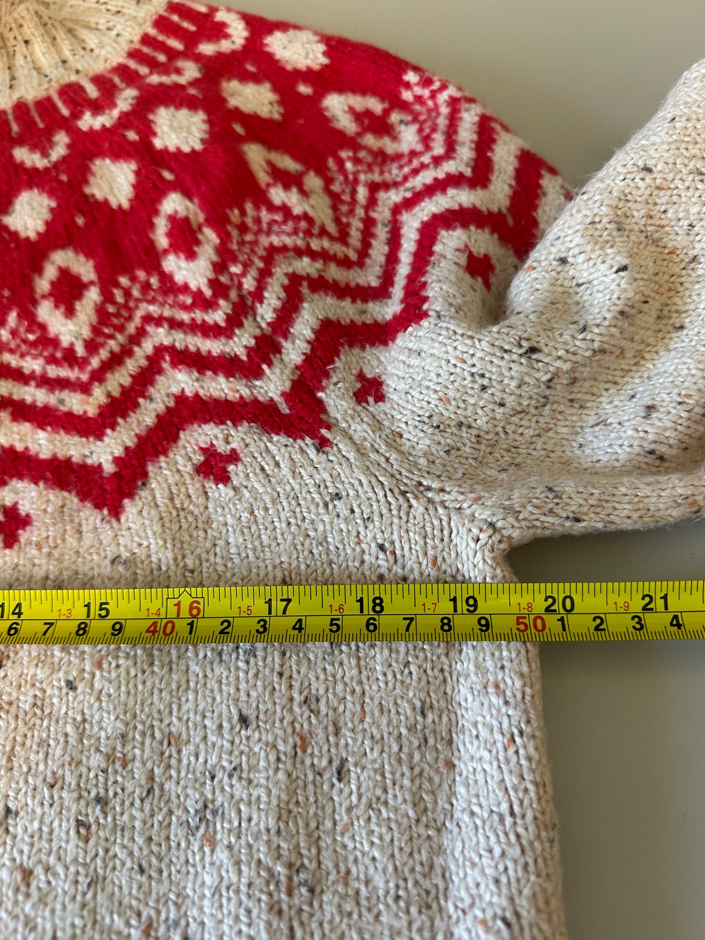 Old Navy Mock-Neck Fair Isle Sweater in Red and Cream | Size Small