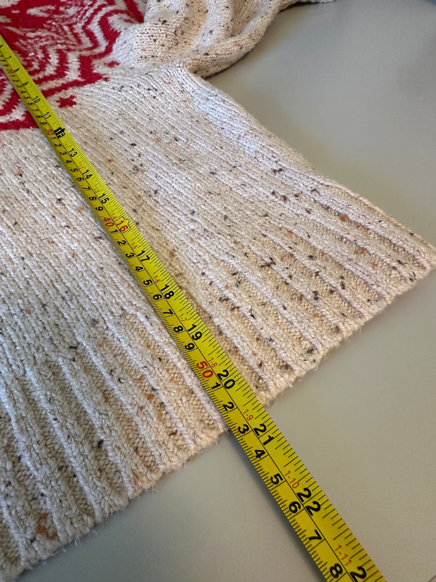 Old Navy Mock-Neck Fair Isle Sweater in Red and Cream | Size Small
