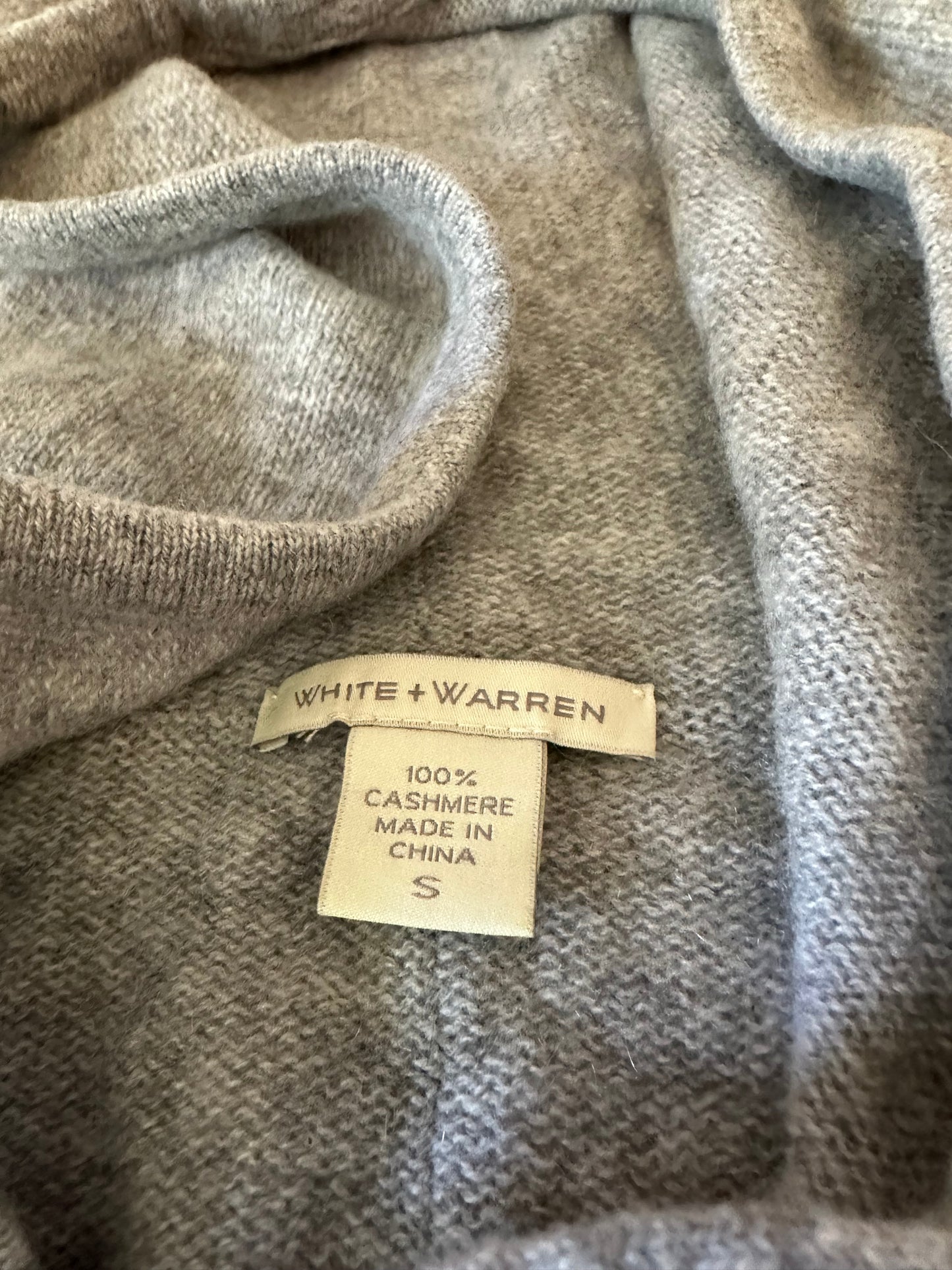 White + Warren Gray Cashmere Zip Up Hooded Sweater | Size Small