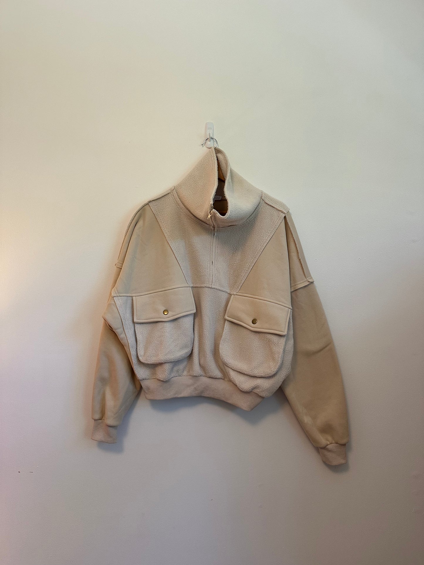 Aemi + Co Carter Fleece Oversized Sweatshirt in Tan | Size Medium