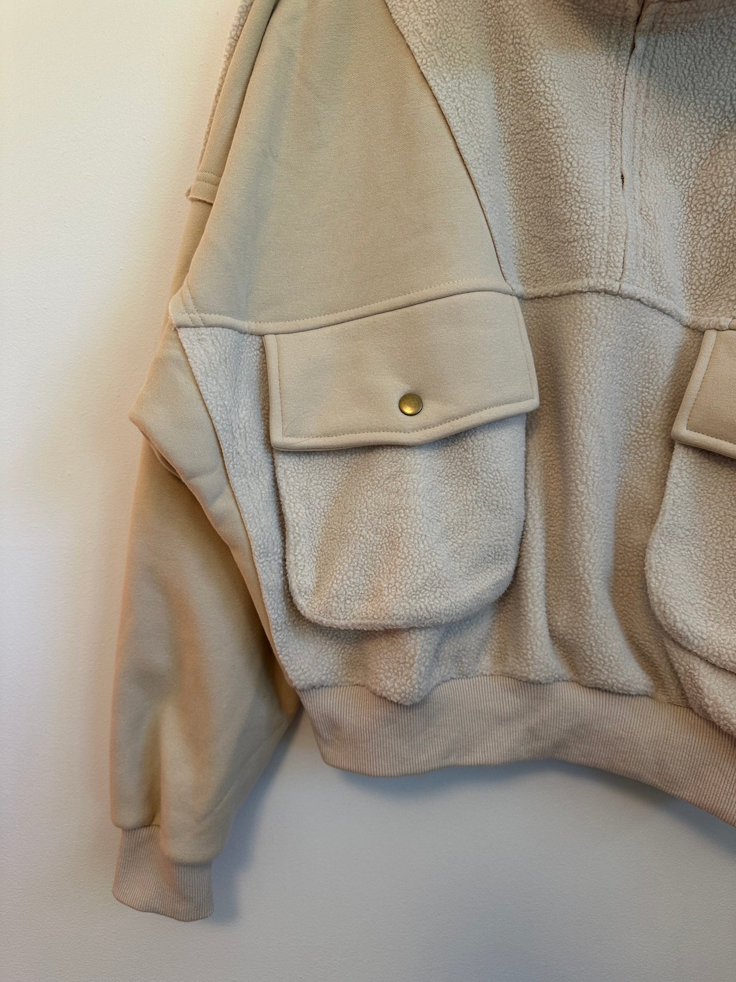 Aemi + Co Carter Fleece Oversized Sweatshirt in Tan | Size Medium