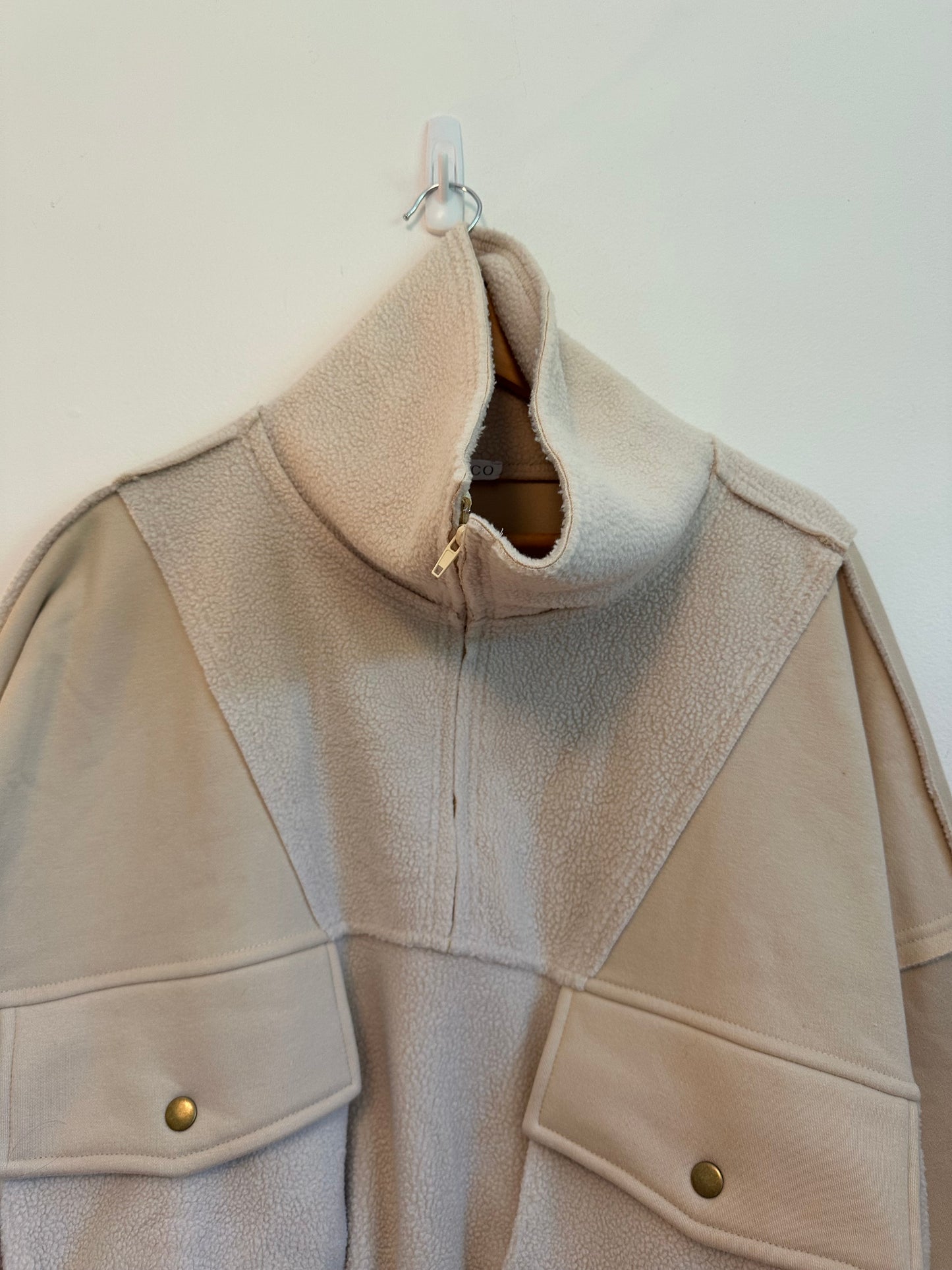 Aemi + Co Carter Fleece Oversized Sweatshirt in Tan | Size Medium