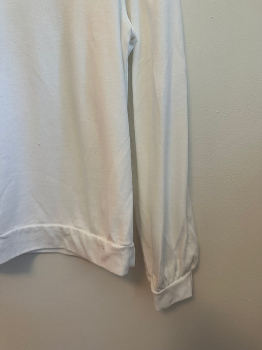 Ellison Puff Sleeve White Sweatshirt | Size Small