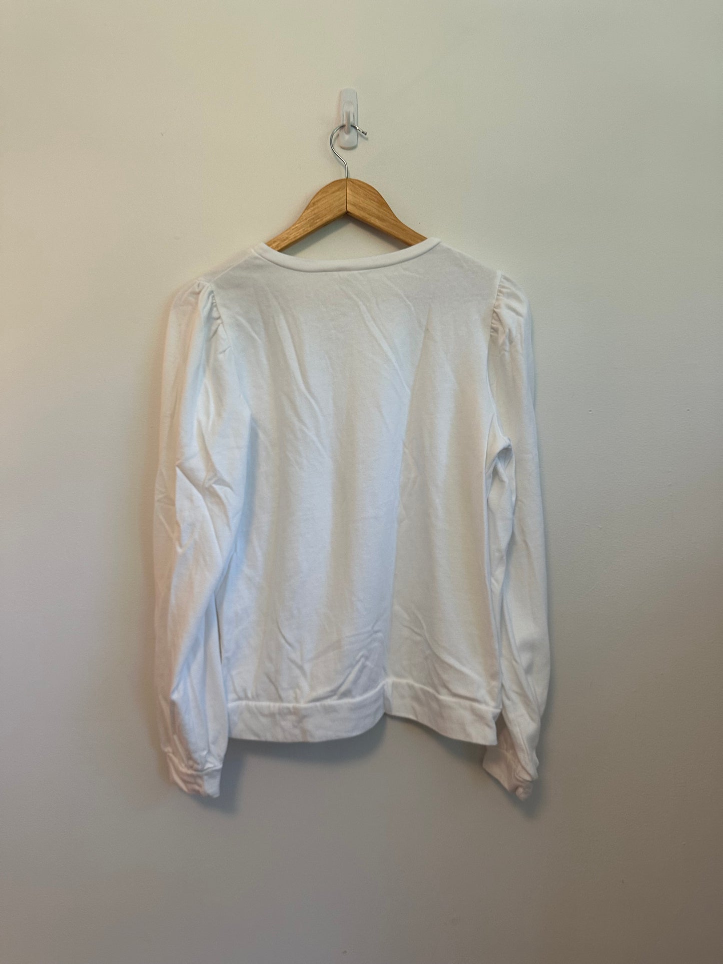 Ellison Puff Sleeve White Sweatshirt | Size Small