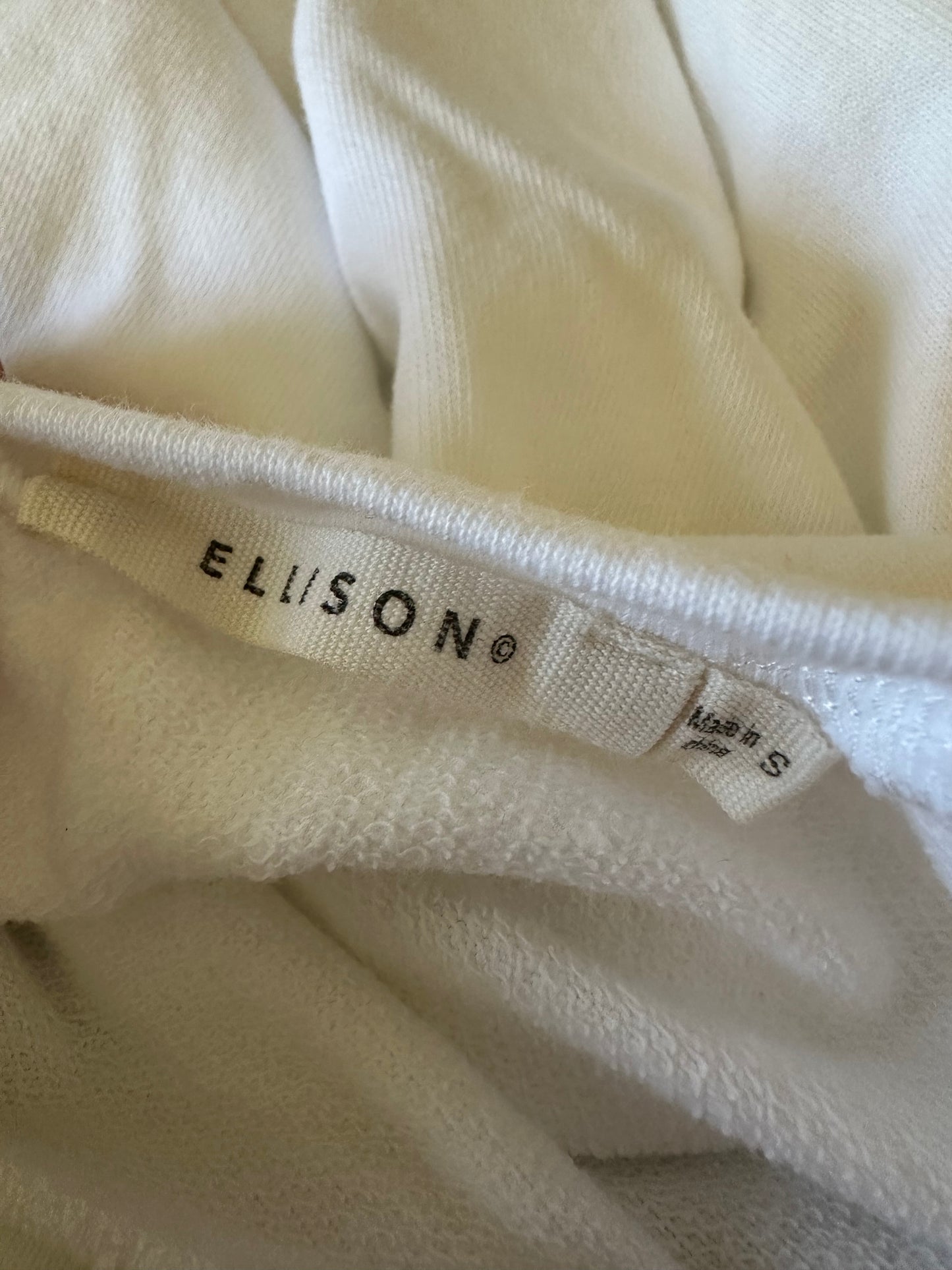 Ellison Puff Sleeve White Sweatshirt | Size Small
