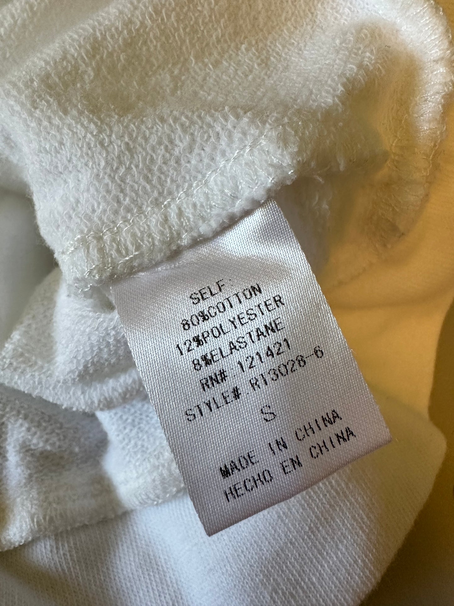 Ellison Puff Sleeve White Sweatshirt | Size Small