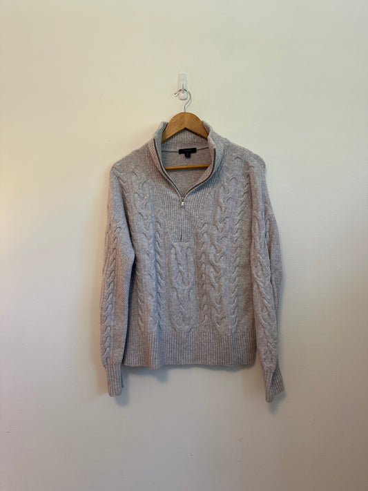 J. Crew Cable Knit Half Zip Heathered Sweater | Size Small