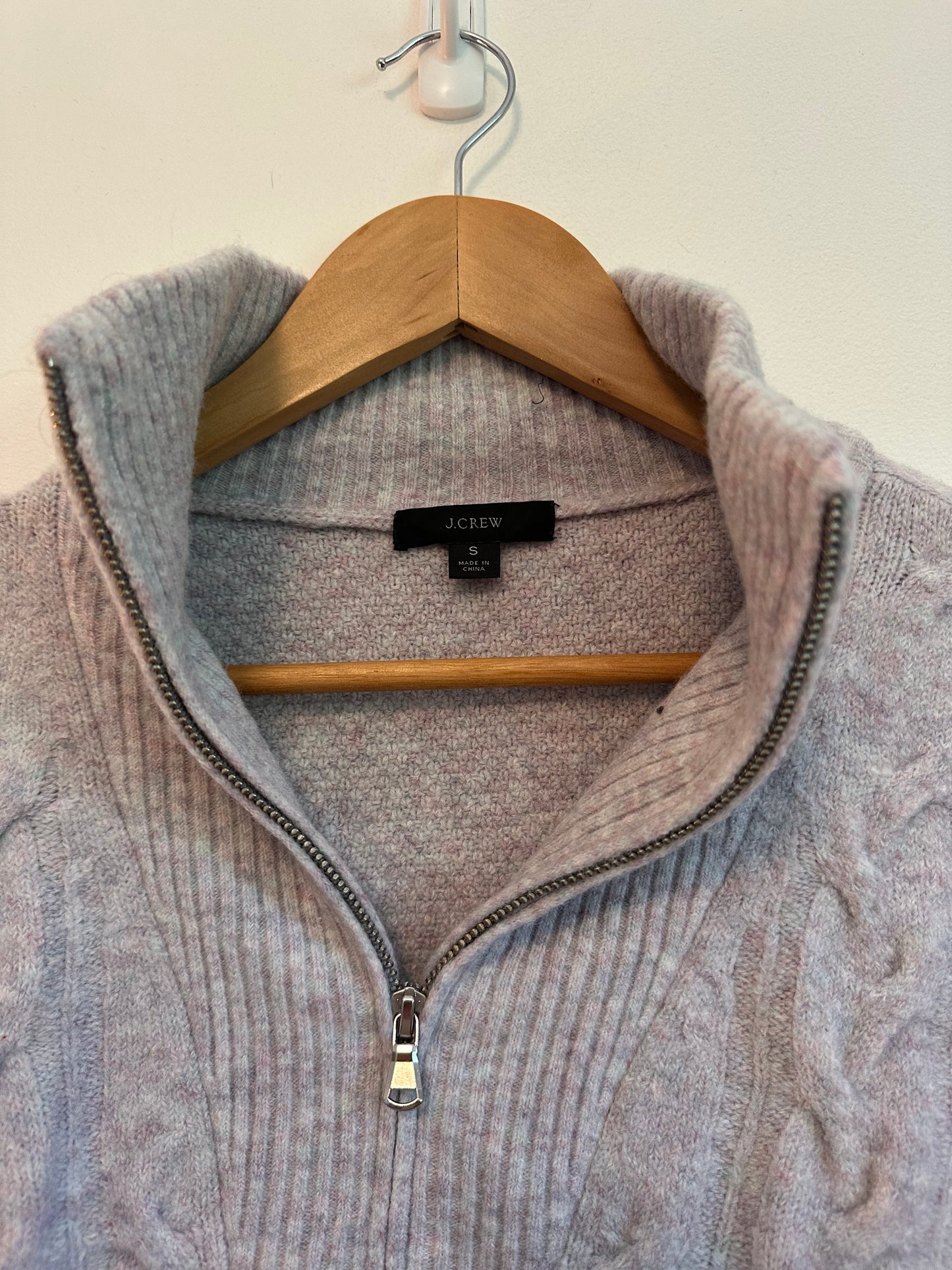 J. Crew Cable Knit Half Zip Heathered Sweater | Size Small
