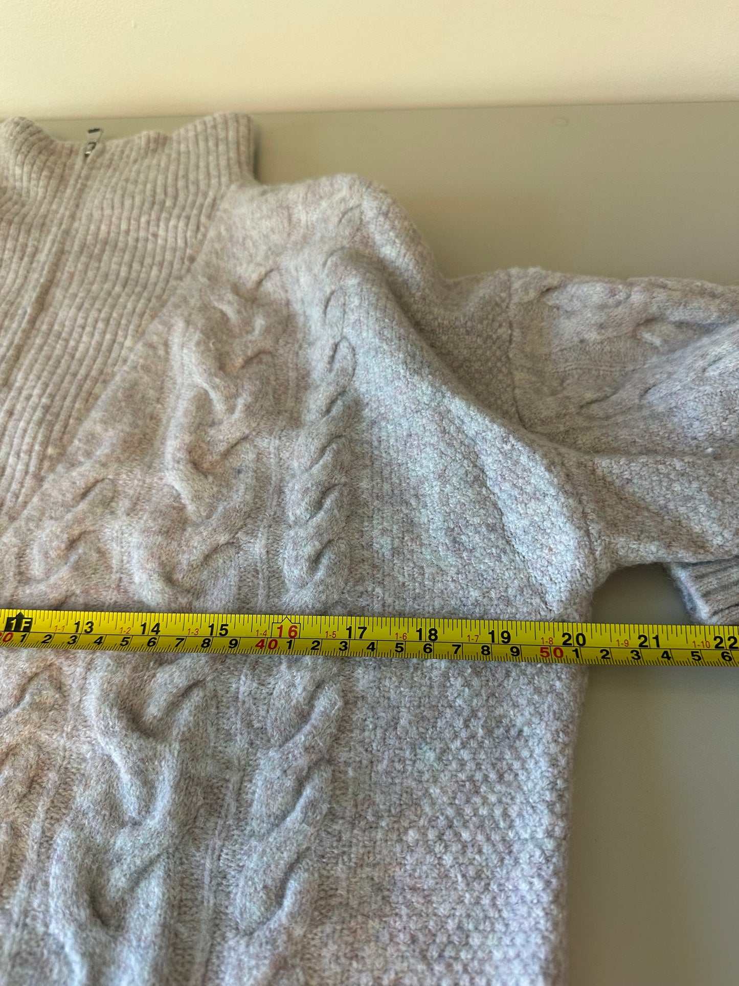 J. Crew Cable Knit Half Zip Heathered Sweater | Size Small
