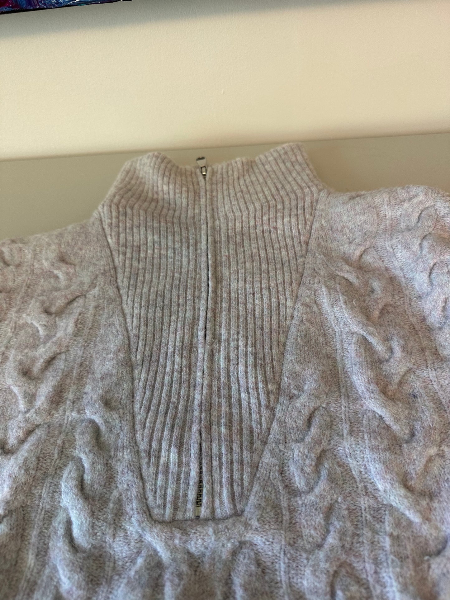 J. Crew Cable Knit Half Zip Heathered Sweater | Size Small