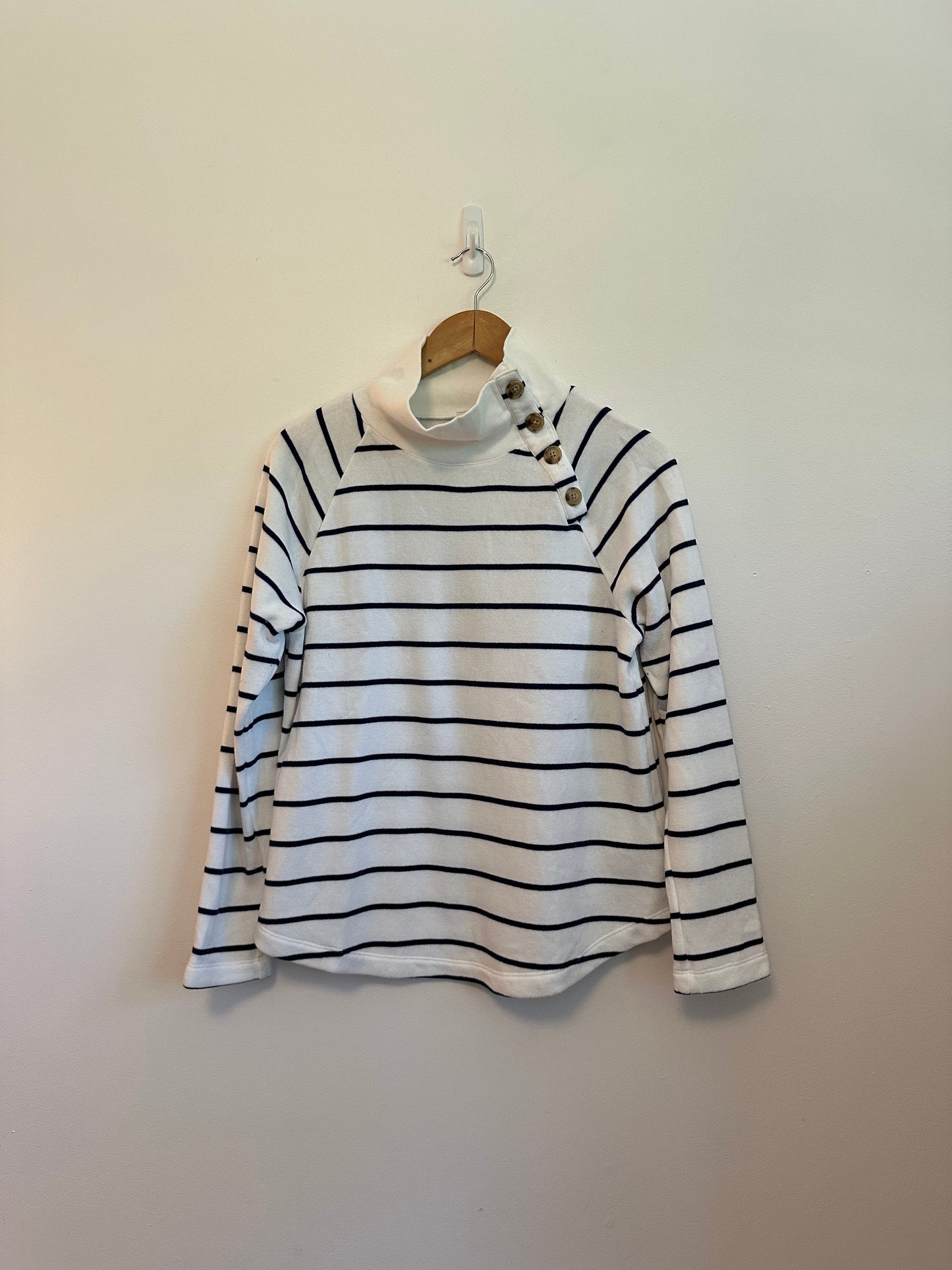 J. Crew Button Neck Pullover Striped Sweatshirt | Size Small