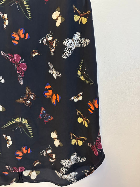 Equipment Black Butterfly Print 100% Silk Sleeveless Top | Size Medium