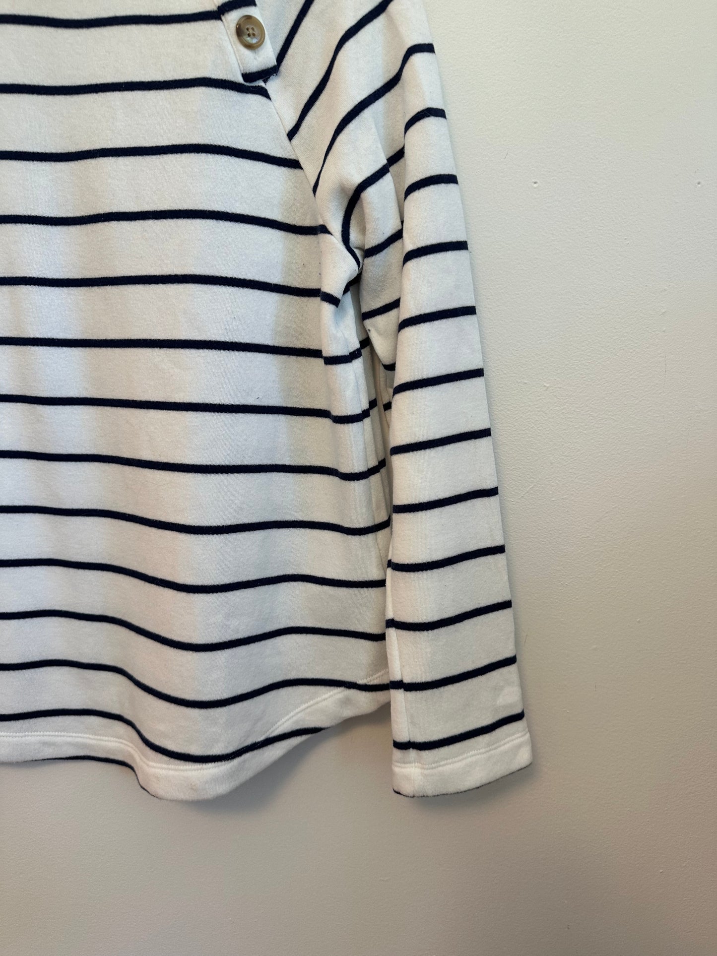J. Crew Button Neck Pullover Striped Sweatshirt | Size Small