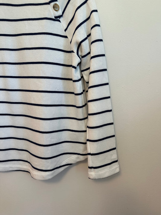 J. Crew Button Neck Pullover Striped Sweatshirt | Size Small
