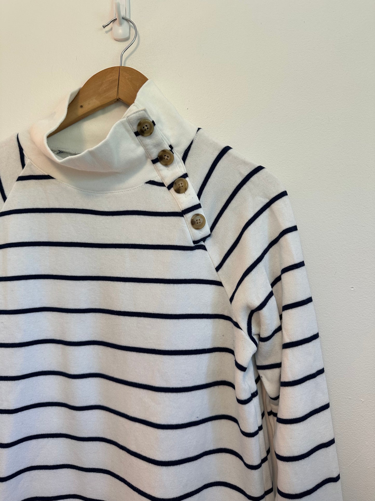 J. Crew Button Neck Pullover Striped Sweatshirt | Size Small