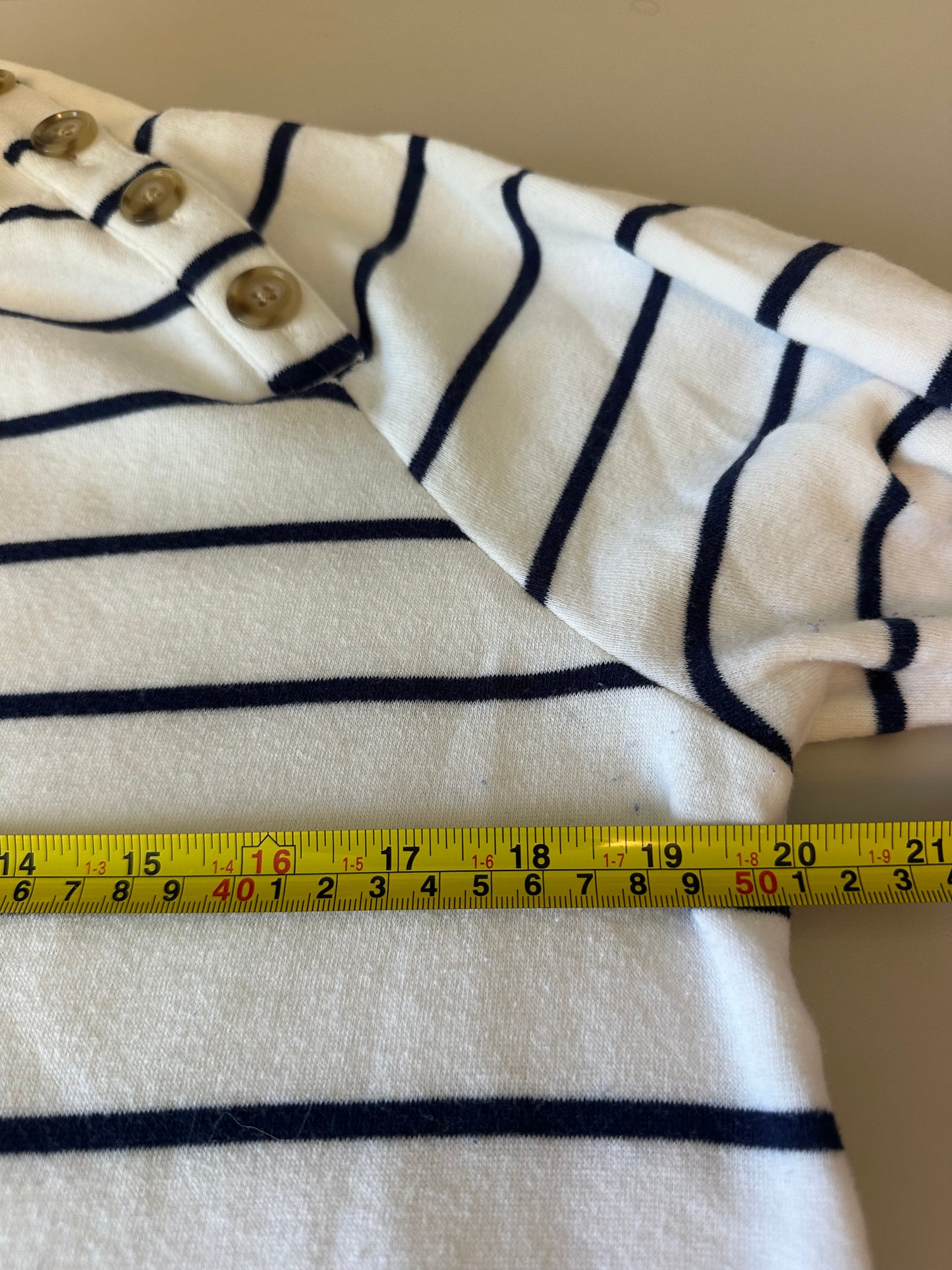 J. Crew Button Neck Pullover Striped Sweatshirt | Size Small