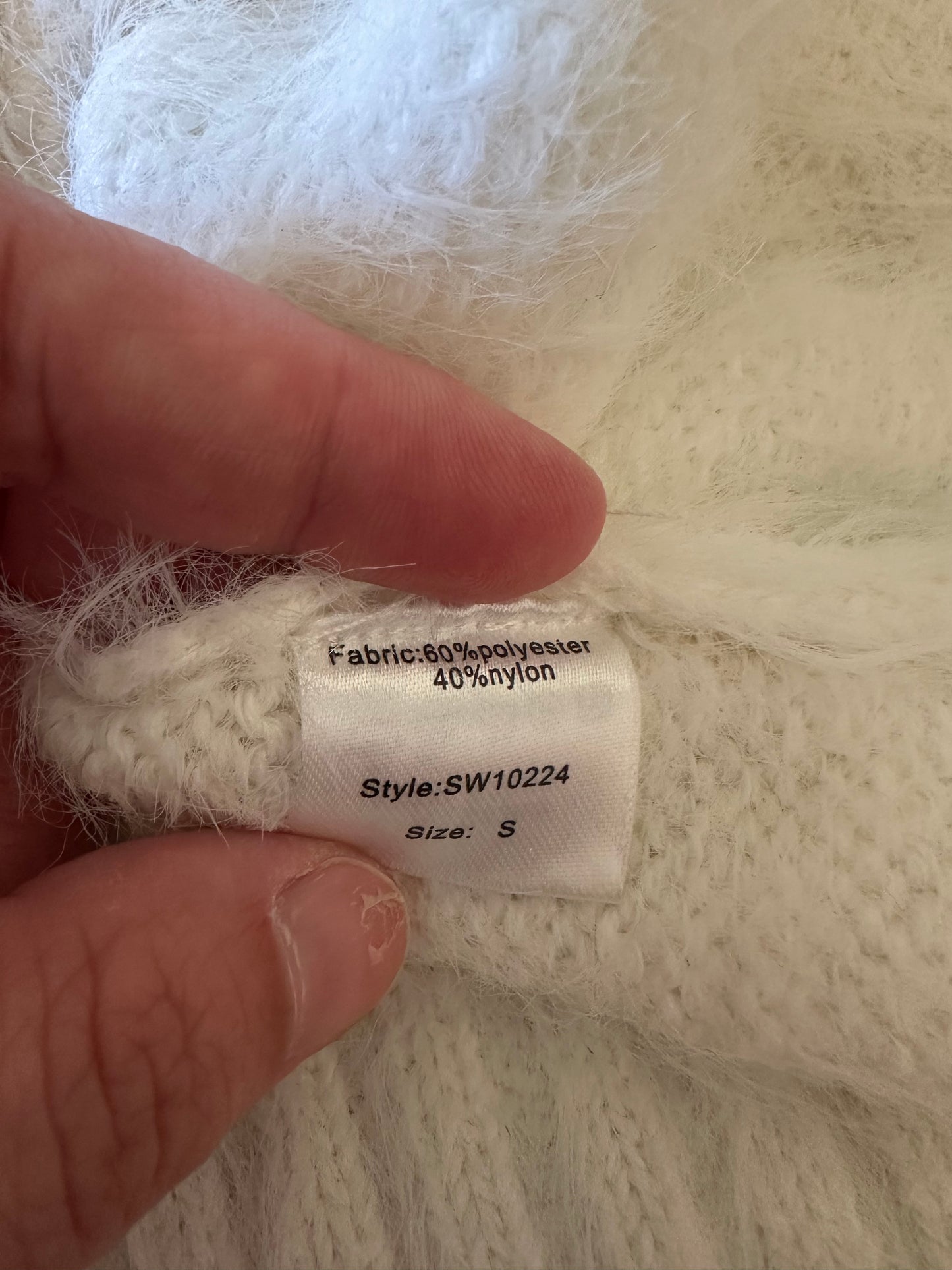 Elan Cream Fuzzy Crewneck Sweater | Size Small