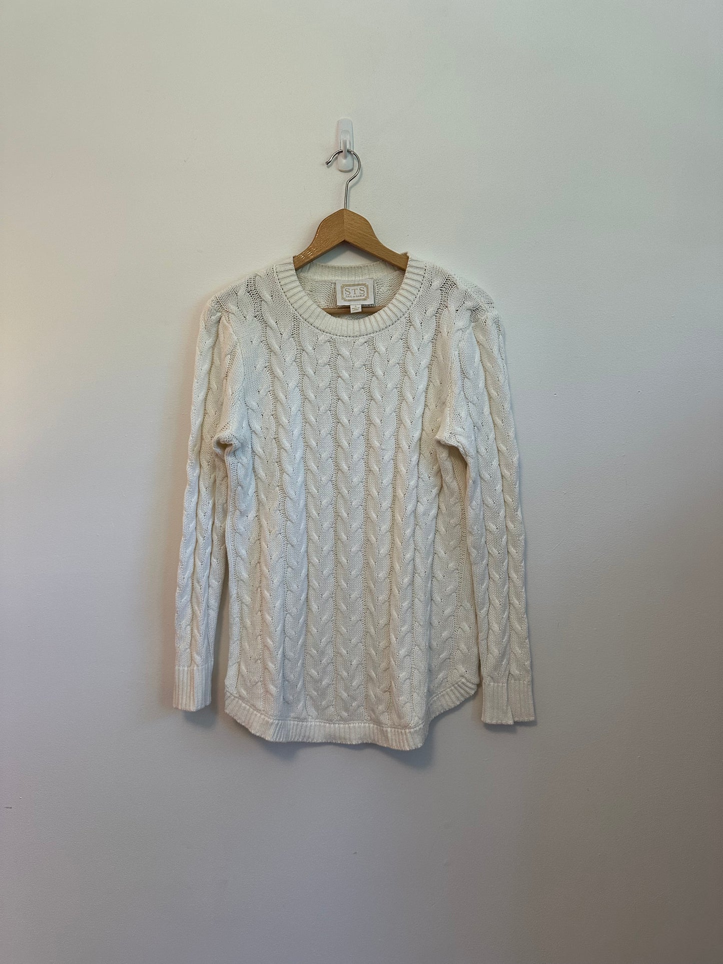 Sail to Sable Cable Knit Ivory Tunic Sweater | Size Small