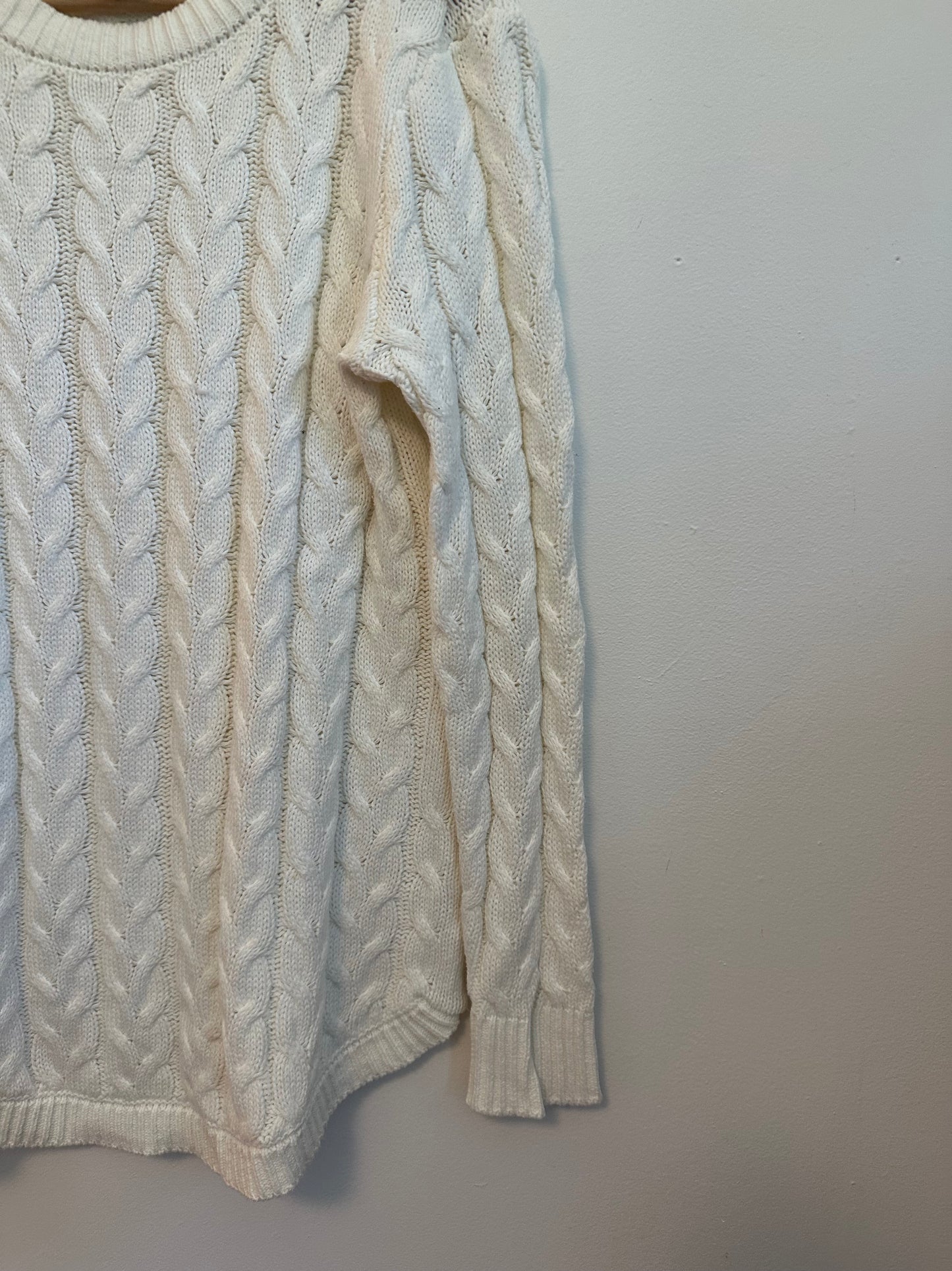 Sail to Sable Cable Knit Ivory Tunic Sweater | Size Small