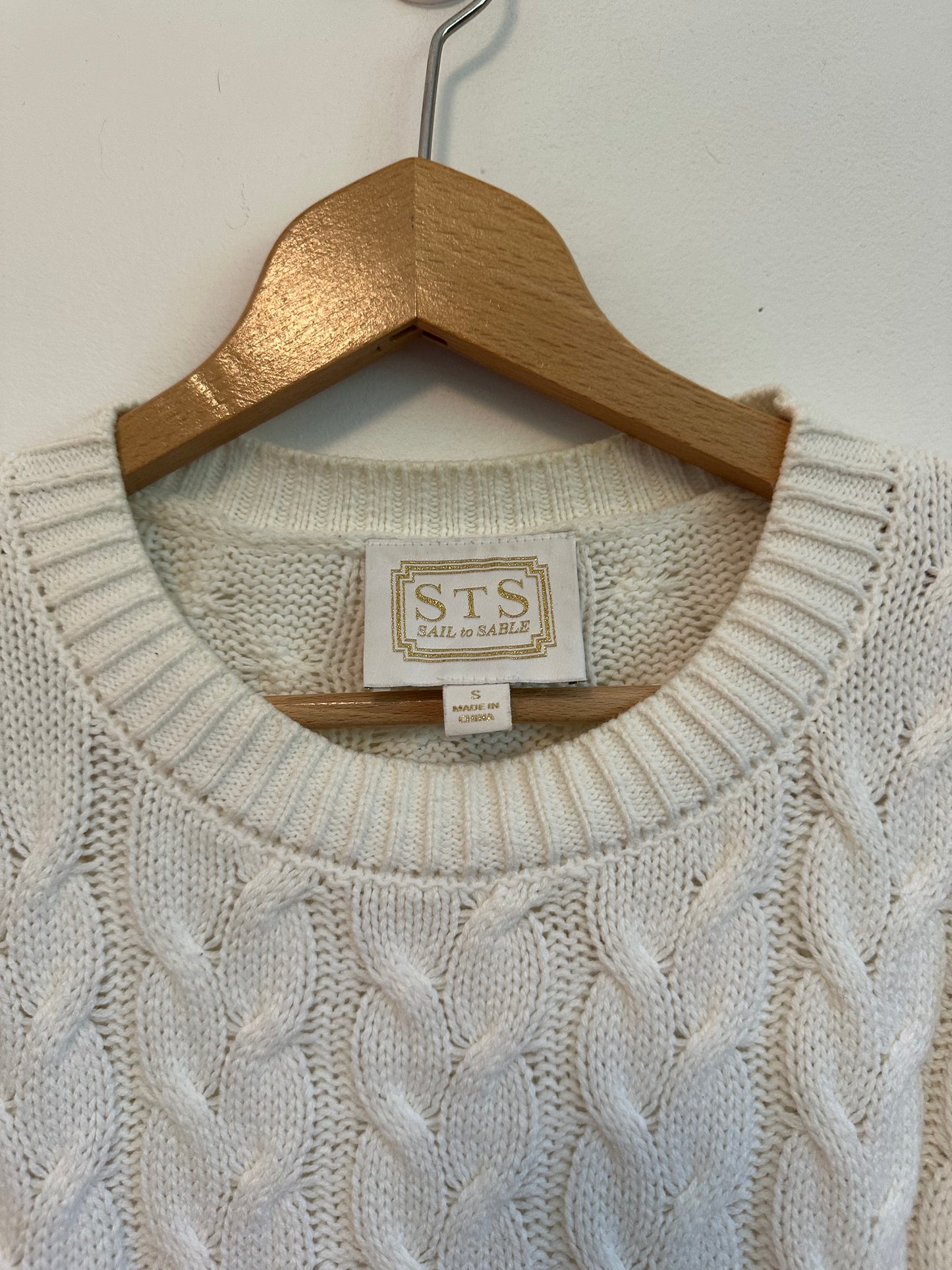 Sail to Sable Cable Knit Ivory Tunic Sweater | Size Small