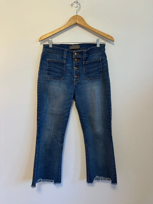 J. Crew Point Sur Demi Boot Button Fly Front Patch Pocket Jeans | Size 30P