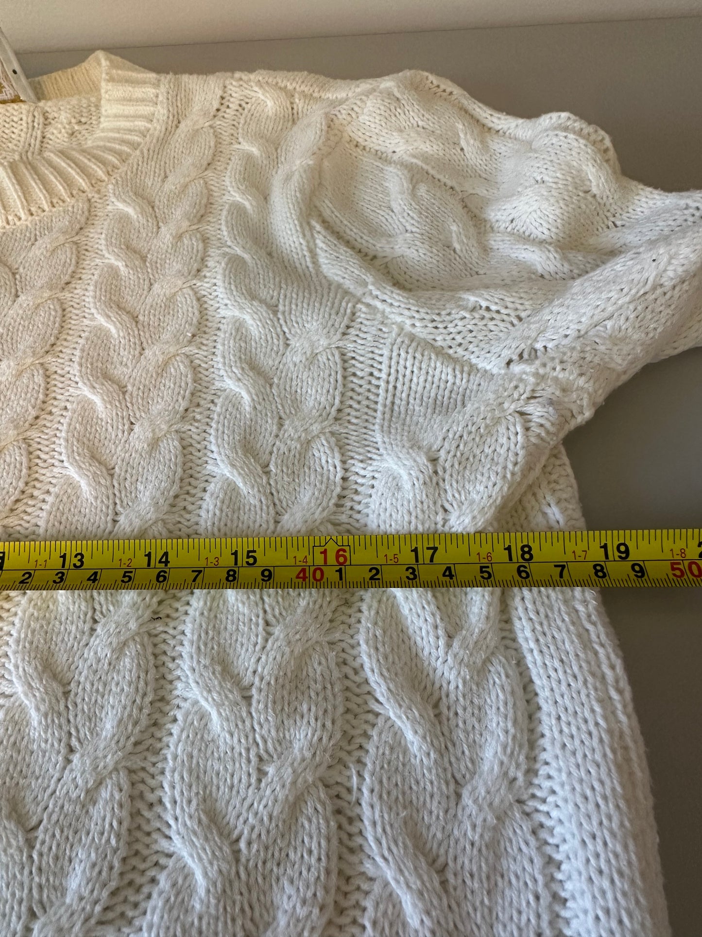 Sail to Sable Cable Knit Ivory Tunic Sweater | Size Small