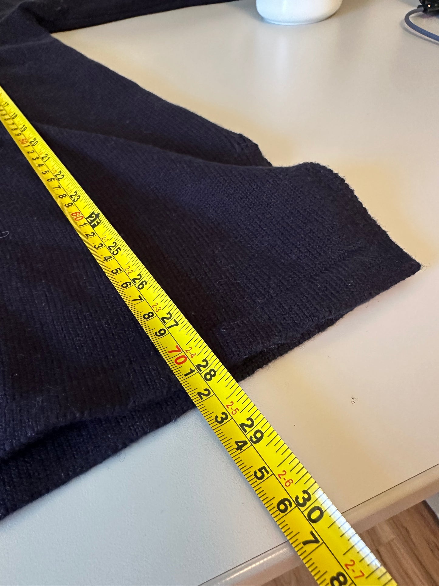Sail to Sable Wool and Cotton Navy Blue V-Neck Tunic Sweater | Size Medium