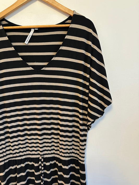 Michael Stars Striped Dolman Sleeve V-Neck Mini Dress | Size Large