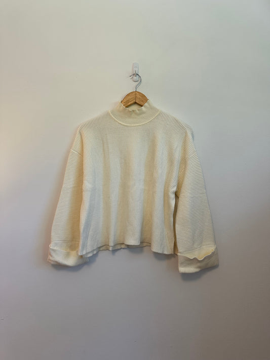 Mod Ref Cream Ribbed Mock Neck Oversized Sweater | Size Medium
